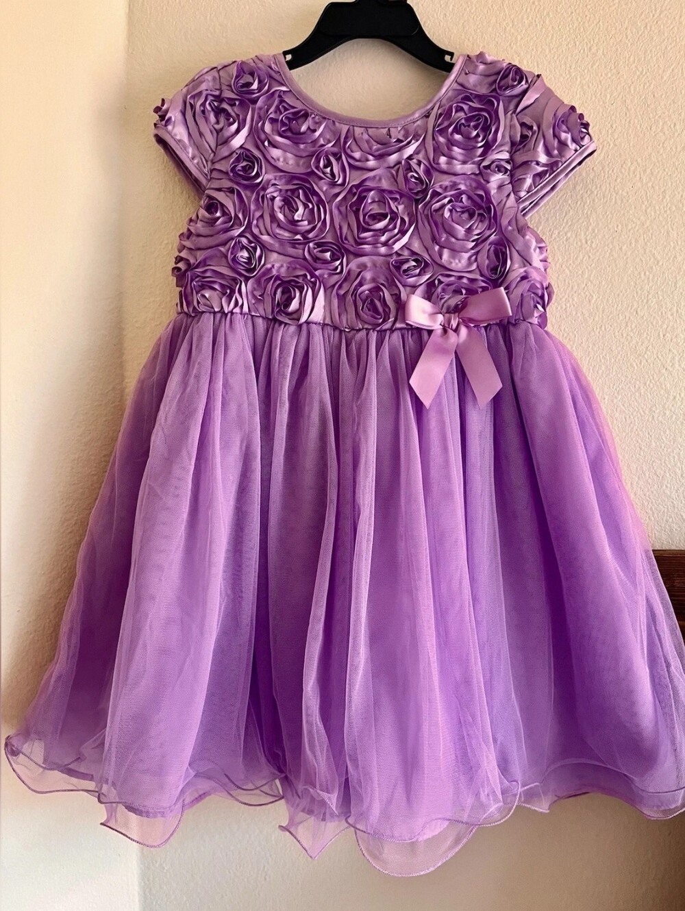 Girls Lavender Rosette Party Dress with Bow